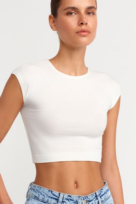 Slim Fit Crop-Jersey-Bluse - Image 4