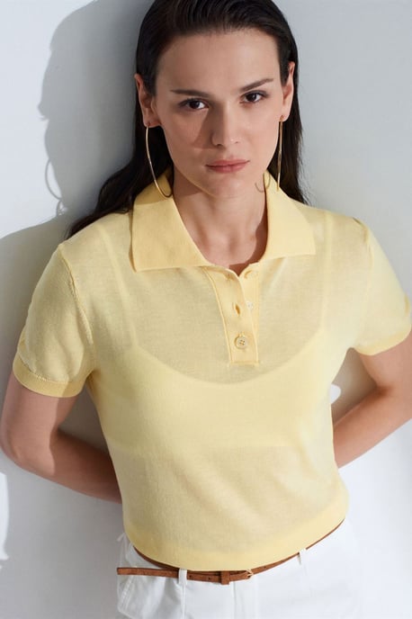 Damen Polo-Kragen Knopfbluse - Image 3