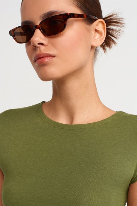 Schlanke Passform Cropped Jersey Bluse - Image 4