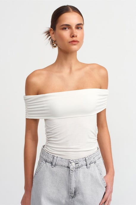 Schulterfreie Slim-Fit Jersey-Bluse - Image 1