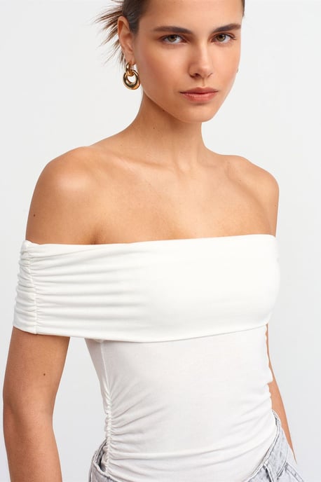 Schulterfreie Slim-Fit Jersey-Bluse - Image 3