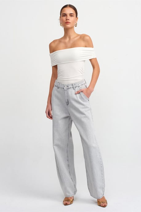 Schulterfreie Slim-Fit Jersey-Bluse - Image 4