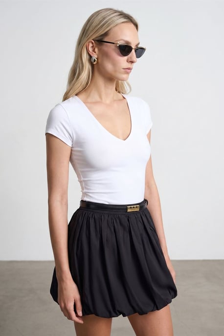 Schmale Passform V-Ausschnitt Strickbluse - Image 2