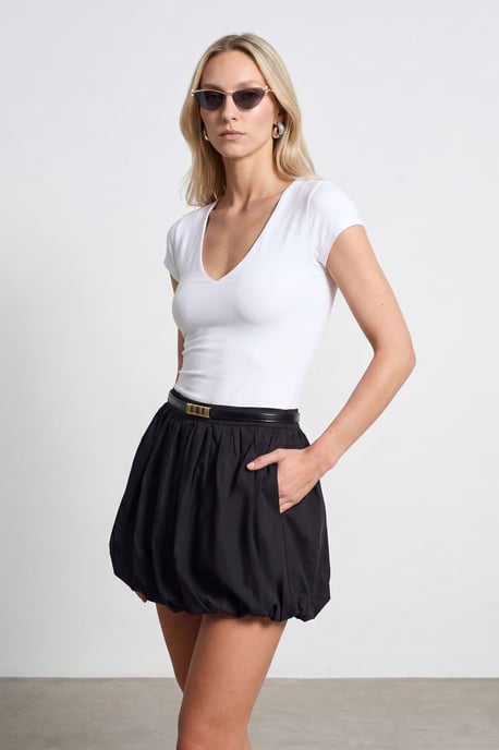 Schmale Passform V-Ausschnitt Strickbluse - Image 4