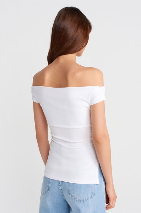 Damen Off-Shoulder Slim-Fit Jersey Bluse - Image 2