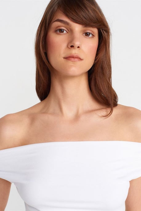 Damen Off-Shoulder Slim-Fit Jersey Bluse - Image 3