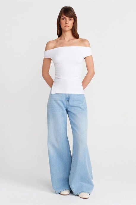 Damen Off-Shoulder Slim-Fit Jersey Bluse - Image 4