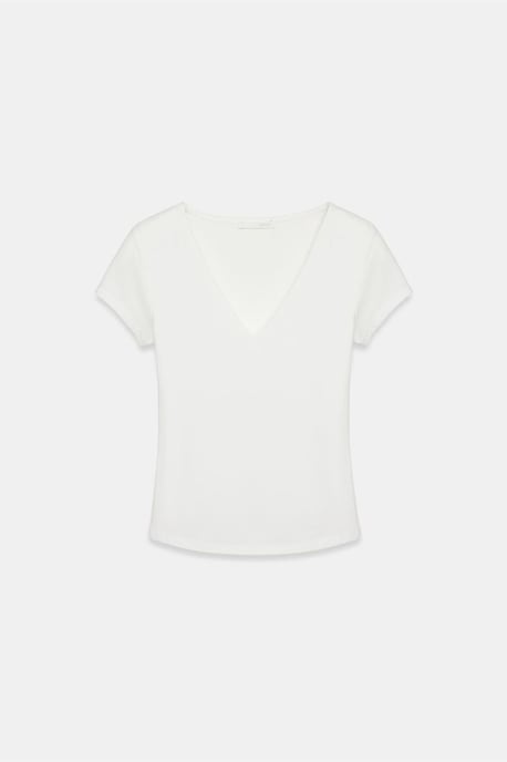 Schmale Passform V-Ausschnitt Strickbluse - Image 5