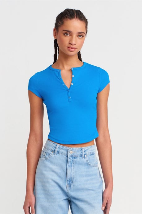 Damen Slim-Fit Rippenshirt Crop-Bluse - Image 1