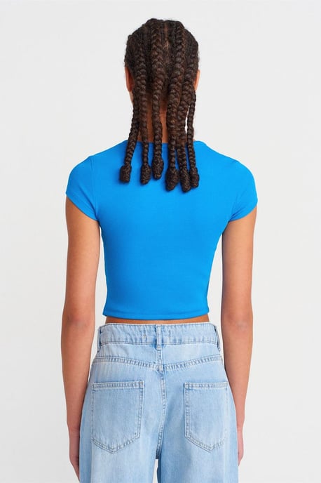 Damen Slim-Fit Rippenshirt Crop-Bluse - Image 2