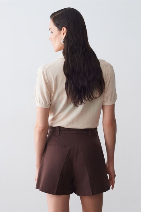 Slim Fit Polo-Kragen Strickbluse - Image 2