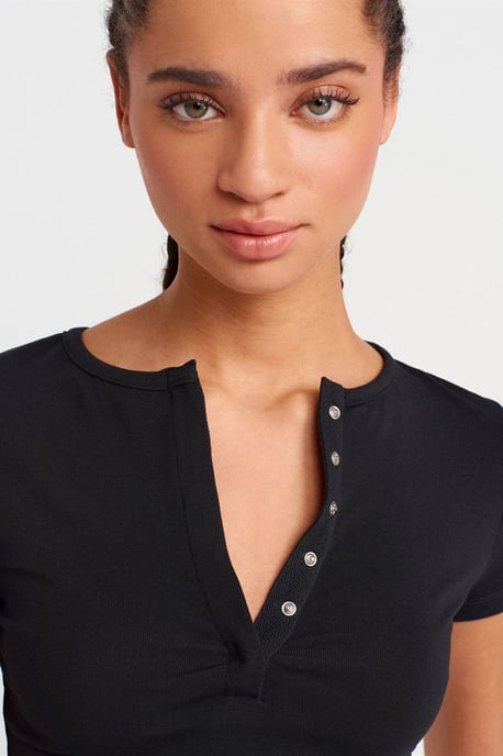 Schlanke Passform Crop-Jersey-Bluse - Image 3