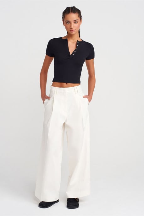 Schlanke Passform Crop-Jersey-Bluse - Image 4