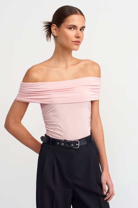 Schulterfreie Slim-Fit-Jersey-Bluse - Image 1