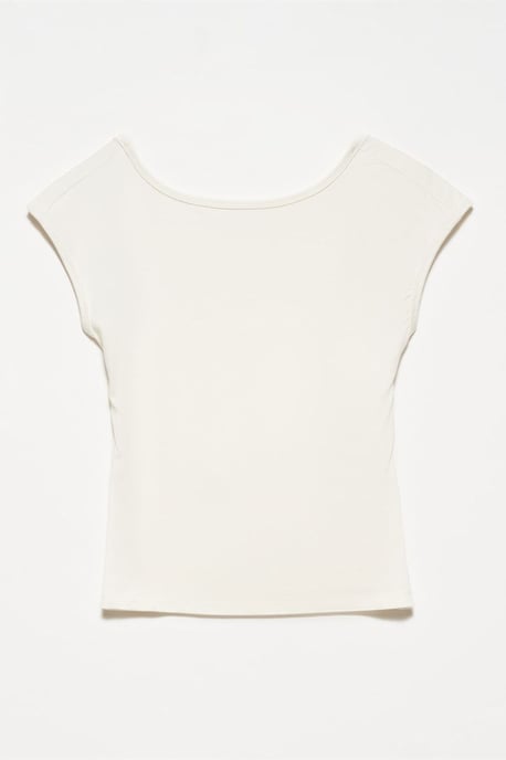 Slim Fit Cut-Out Jersey-Bluse - Image 1