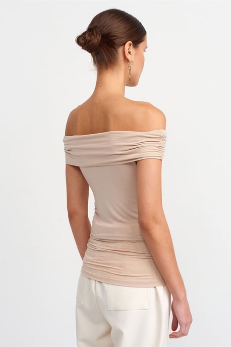 Schulterfreie Slim-Fit Jersey-Bluse - Image 2