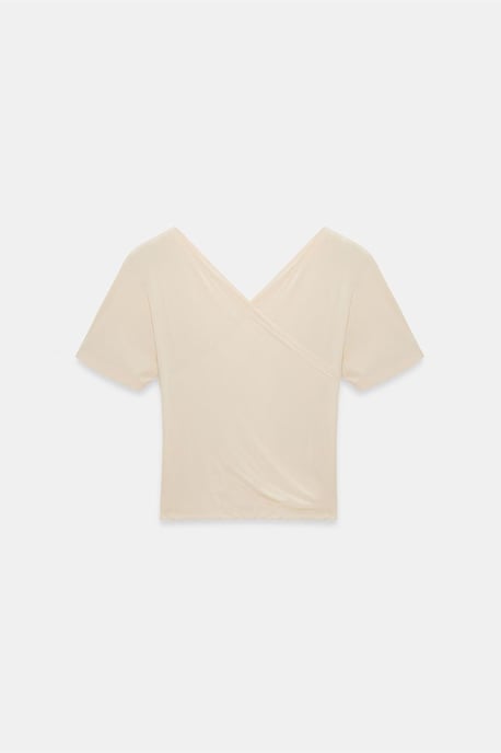 Schlanke Passform V-Ausschnitt Jersey-Bluse - Image 6