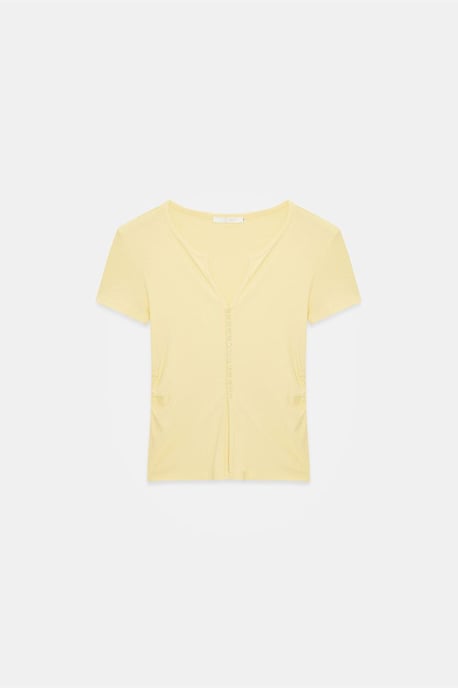 Slim Fit V-Ausschnitt Knöpfen Bluse - Image 5
