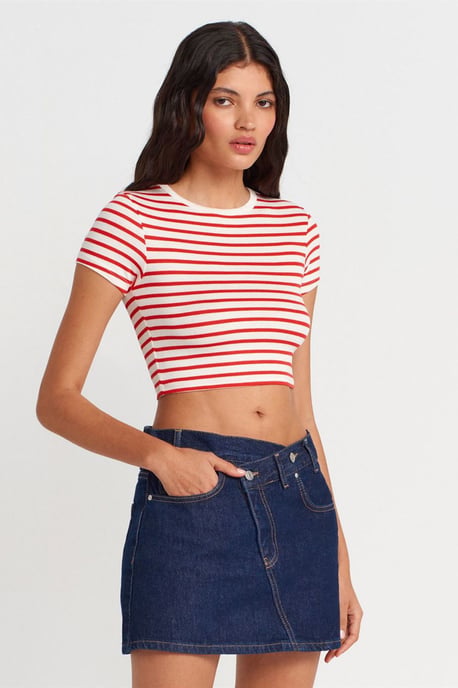 Gestreifte Cropped-Bluse - Image 1