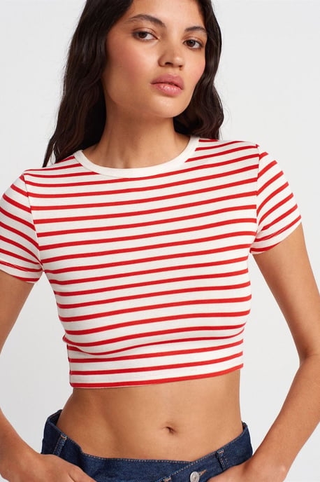 Gestreifte Cropped-Bluse - Image 2