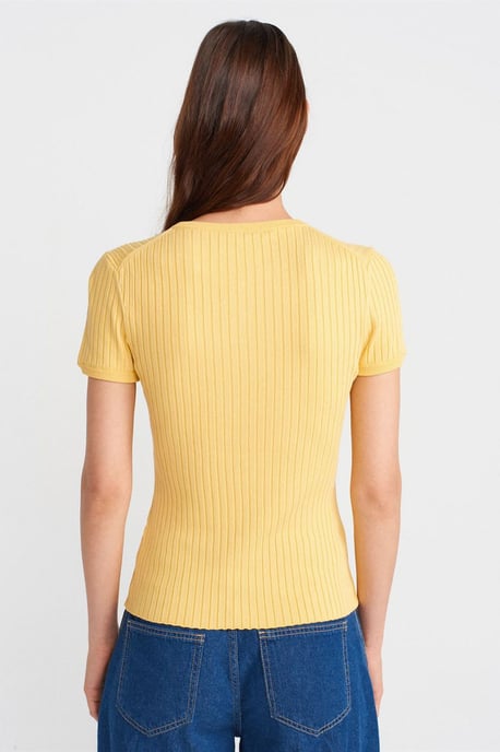 Rippierte Kurzarm-Button-Bluse - Image 2
