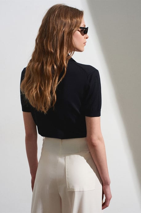 Damen Polokragen Knopfb blouse - Image 2