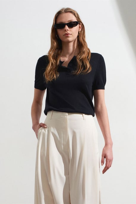 Damen Polokragen Knopfb blouse - Image 3