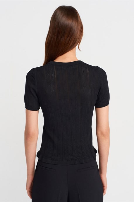 Strukturierte Ripp-Shirtbluse mit kurzen Ärmeln - Image 2
