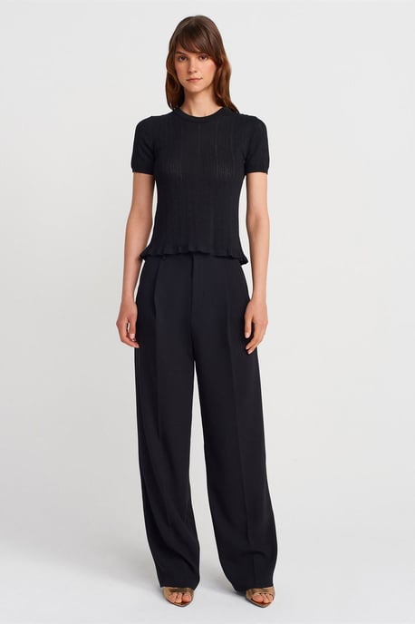 Strukturierte Ripp-Shirtbluse mit kurzen Ärmeln - Image 4