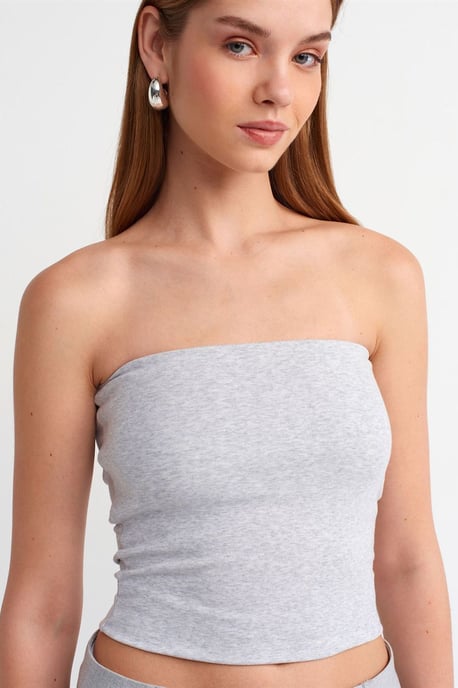 Damen Trägerloses Slim-Fit Cropped Top - Image 4