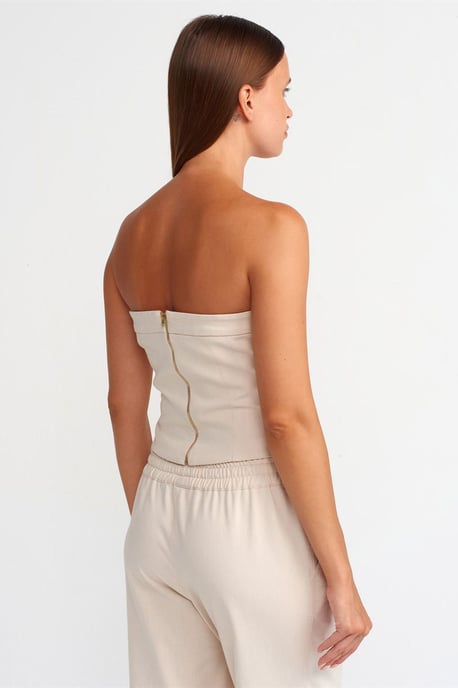 Trägerloses, tailliertes Crop-Top mit Reißverschluss - Image 2