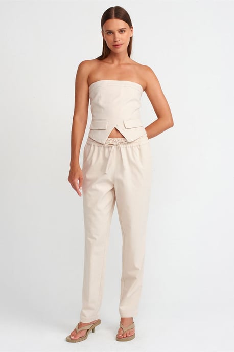 Trägerloses, tailliertes Crop-Top mit Reißverschluss - Image 3