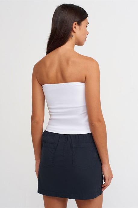 Trägerloses Slim-Fit Cropped Top mit Stein-Detail - Image 2