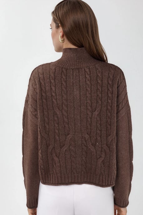 Crop Soft Touch Zip-Up Kabelstrick-Cardigan - Image 3
