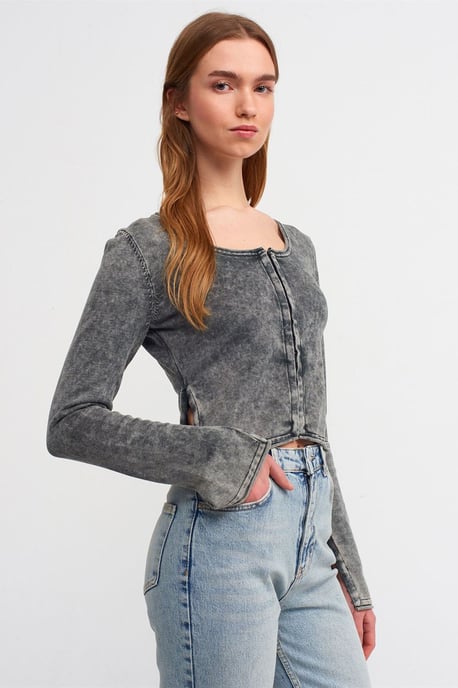 Kariertes Baumwoll-Crop-Cardigan - Image 1