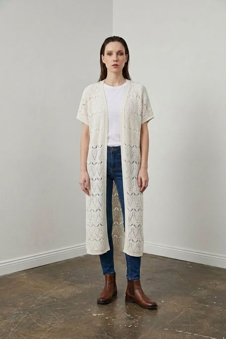Langer strukturierter Jacquard-Cardigan - Image 1