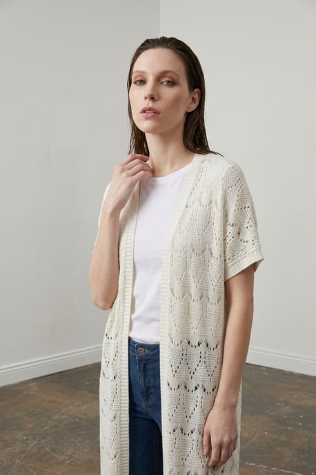 Langer strukturierter Jacquard-Cardigan - Image 2