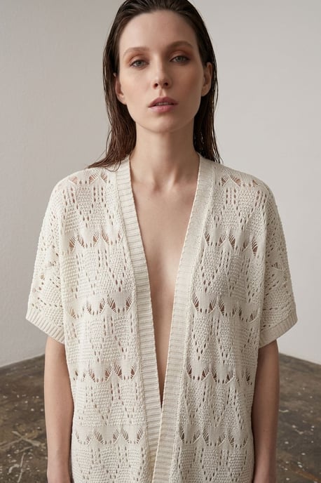 Langer strukturierter Jacquard-Cardigan - Image 3