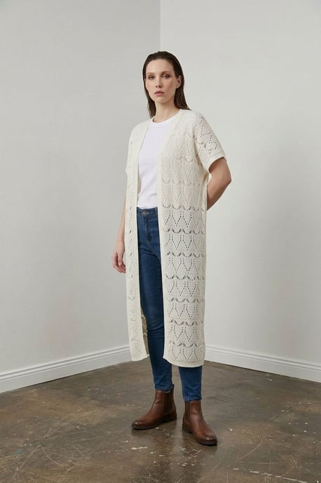 Langer strukturierter Jacquard-Cardigan - Image 4