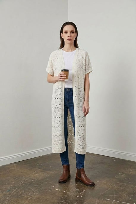 Langer strukturierter Jacquard-Cardigan - Image 5