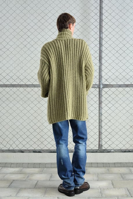 Übergroßer gerippter Strickcardigan mit halbem Rollkragen - Image 3