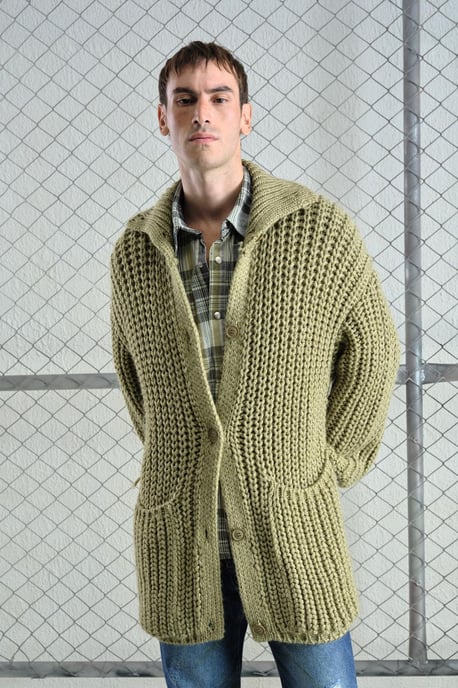 Übergroßer gerippter Strickcardigan mit halbem Rollkragen - Image 5