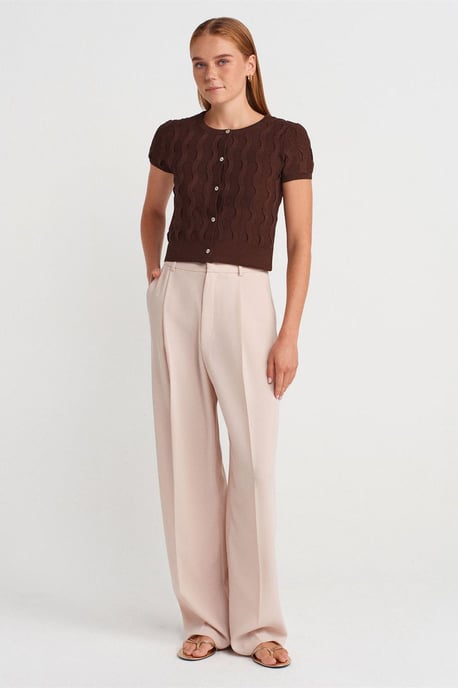 Damen Kurz-Jacquard-Button-Cardigan - Image 4