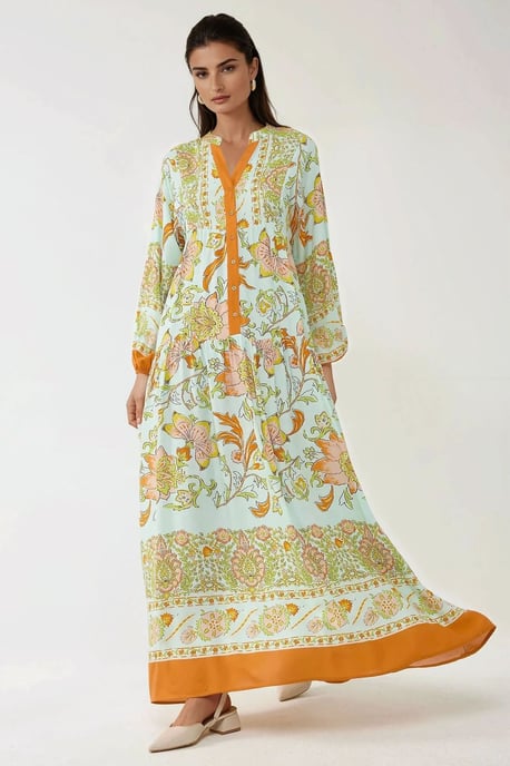 Bedrucktes Langarm-Viskose-Maxi-Kleid - Image 2