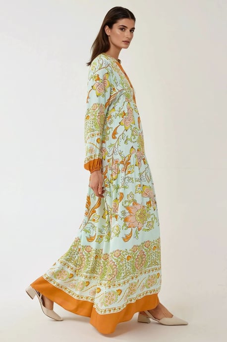 Bedrucktes Langarm-Viskose-Maxi-Kleid - Image 5