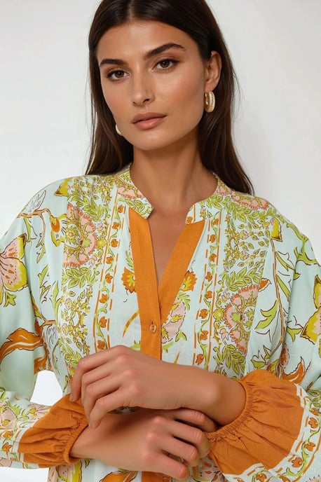 Bedrucktes Langarm-Viskose-Maxi-Kleid - Image 6