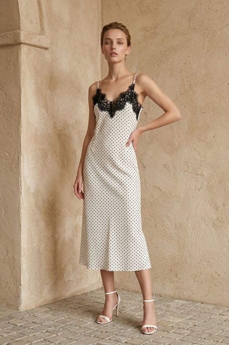Damen Maxikleid aus Chiffon mit Punkten - Image 2