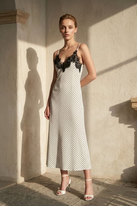 Damen Maxikleid aus Chiffon mit Punkten - Image 3
