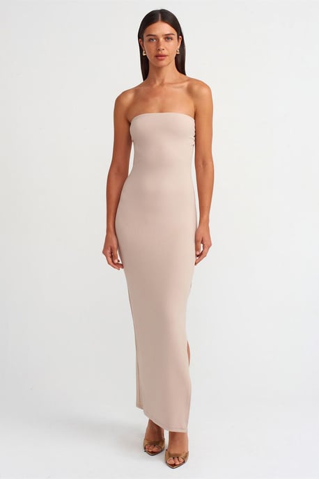 Trägerloses Bodycon-Maxikleid mit Schlitz - Image 3