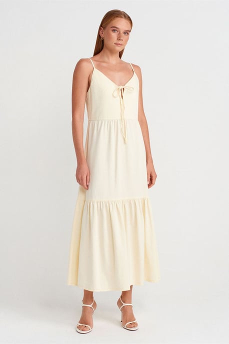 Ärmelloses A-Linien-Maxikleid mit Bindeband vorne - Image 1